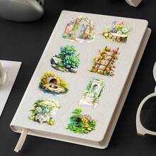 50pcs Forest Pastoral Fresh Transparent Stickers, Garden Secret Dreamy Aesthetic Decorative Phone Case & Notebook Stickers - 50 Photos Of a Hidden Garden Paradise - View 9