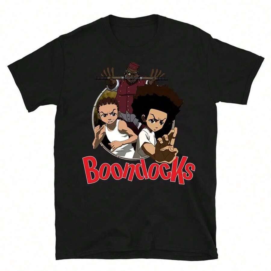 1 Piece Casual Fashion For Men And Women Boondocks Men's Summer Casual T-Shirt Comfortable - Breathable Soft, Slightly Stretchy Street Hip Hop Style T-Shirt 100% Cotton - 灰色 - 查看 1