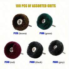 100Pcs Buffing Wheel Abrasive Polishing Deburring Wheels Metal Polishing Kit Rotary Tool Accessories For Metal Polishing, Rusting Cleaning, Paint Removal, And Other Fine Detail Work - Multcolour - View 4