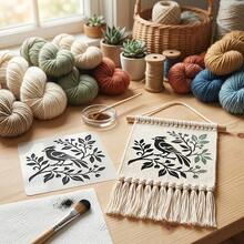 4pcs Reusable Bird And Branch Stencil - Natural Floral Pattern Stencils, Suitable For Wall Art, Fabric Painting, Scrapbooking, Can Be Paired With Chick, Cardinal, Sparrow And Branch Designs, Used For Home Decor, Furniture And Canvas Crafts - Bird Template - View 4