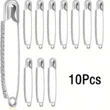 5/10/15Pcs Large Golden Safety Pins With Sparkling Rhinestone Embellishments – Elegant Curved Design For Securing Clothing And Accessories, Pins For Clothes - Multicolor - View 16