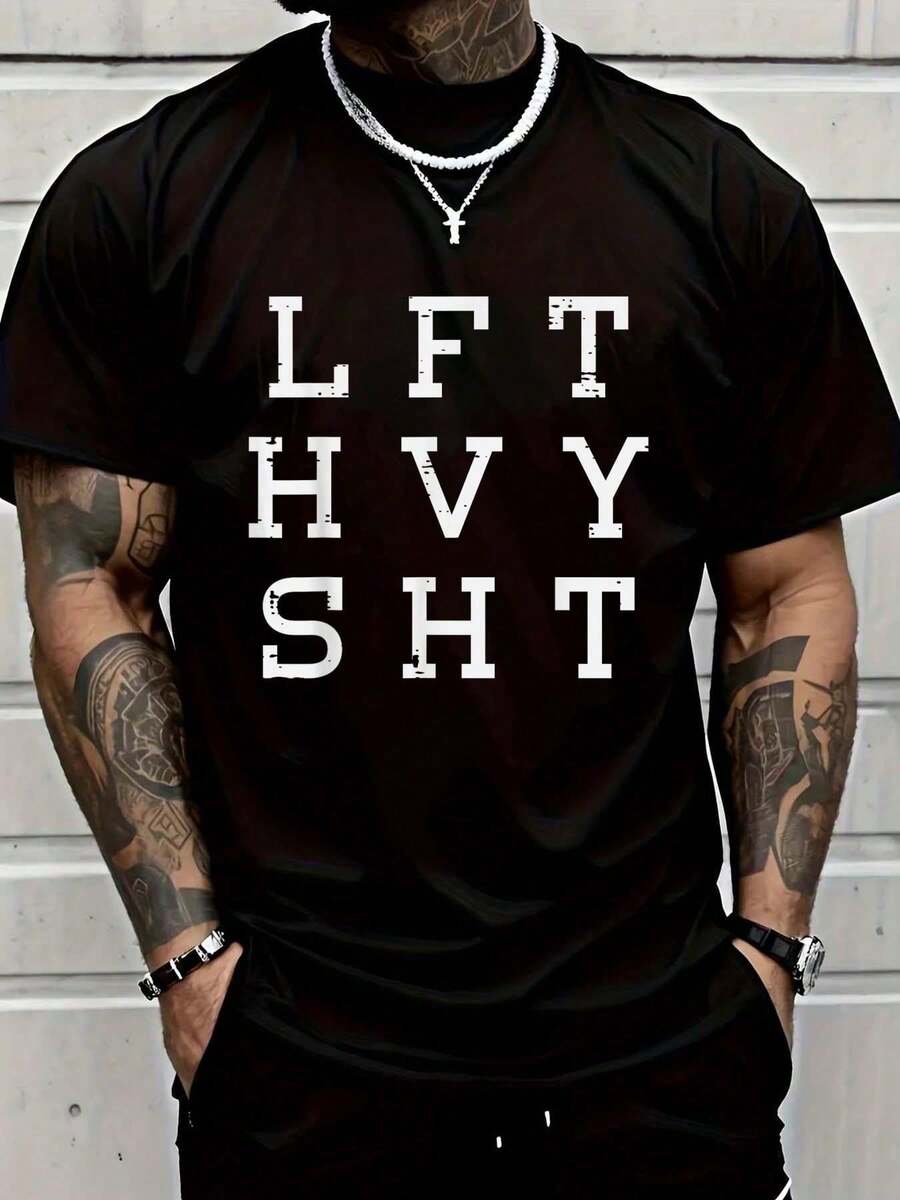 100% Cotton T-Shirt For Weightlifting, Gym, Christian Faith, For Men And Women, Fashion Print T-Shirt, Graphic T-Shirt For Men And Women - 粉色 - 查看 1