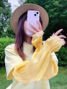 1 Pair New Pearl Mesh Sleeve Covers, Women's Loose Driving Gloves, Summer Sun Protection, Fashion - Multicolor - View 8