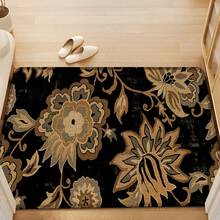 1 pieza, Decoración del hogar, Estampado de patrón floral, Alfombra de cocina de lino, Tapete de cocina, Tapete de piso, Tapete de baño, Tapete de puerta, Impresión 3D rectangular, Adecuado para sala de estar, dormitorio, pasillo, baño, lavandería - Alfombra de poliéster, Adecuado para decoración del hogar interior y exterior - Multicolor - Ver 4