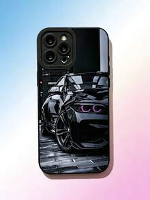 1PC Black Cool Sports Car Soft Shell Bold & Premium Phone Case Compatible With 17Promax 16Pro 15plus 14Pro 13 12 11 Shockproof Protective Phone Case Fashion Minimalist - Multicolor - View 1