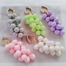 1PC New Creative Grape Bead Pendant Acrylic Crystal Faux Fruit Heart Spring Ring Keychain Pendant Toy & Game/Hobby, Collection, Party Supplies/Teen Creative Toy/Teen Stress Relief Toy - Multicolor - View 2