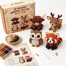 Kit de material de cuentas hecho a mano divertido, 4 piezas, kit de bordado 3D DIY, kit de costura de manualidades simple y divertido, set de arte DIY de costura de animales alienígena vaca de las tierras altas (1 set) adecuado para regalos hechos a mano en días festivos - Multicolor - Ver 1