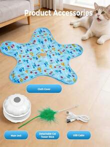 Interactive Cat Toys With Feather Stick Hide And Seek Simulated Motion Of Real Prey Animal Sounds Fun & Interactive Play Game Pet Toy - 霧霾藍 - 查看 7