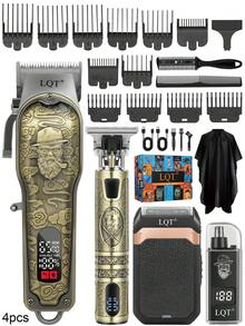 LQT 4pcs/3pcs/1pc Family Hair Tools Kit - Hair Clipper For Men, Beard Trimmer, Nose Hair Trimmer & Men's Shaver - Cordless, USB‑C Charging, Multi-Functional Barber Supplies, Suitable For Home And Travel, Father's Day Or Christmas Men's Gifts. - Multicolor - View 2