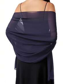 Chiffon Shawls And Wraps For Evening Dresses Women Elegant Soft Scarf Bridal Scarve Wedding - Navy Blue - View 3