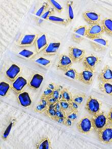 Decoraciones de arte de uñas de 12 cuadrículas: Corazón, Diamante, Niña linda, Varita mágica, Mariposa, Octágono, Conjunto azul real – Decoraciones de uñas cuadradas para mujeres, Decoraciones de uñas de belleza, Arte de uñas DIY, Uñas largas y puntiagudas, Decoraciones de uñas de verano, Encantos de uñas - Multicolor - Ver 7