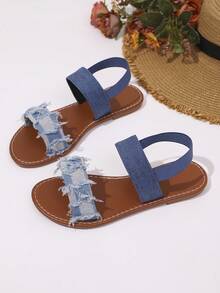 Women's Classic Flat Sandals, Minimalist Versatile, Perfect For Vacation And Beach Travel, Comfortable And Breathable - Dusty Blue - View 2