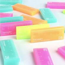 Colorful Ruler-Shaped Eraser, New Compact 2B Eraser, Suitable For Exams And Illustrations, Colorful Creative Personalized Eraser, Back To School Gift, Student Prize - A - View 5