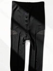 1 pieza Medias ajustadas de talla grande para mujer 40D con línea vertical en la espalda, control de abdomen y levantamiento de glúteos, entrepierna tipo bikini, pantis de jacquard, medias elásticas, medias negras transparentes sexys para primavera/verano, leggings color piel, adecuadas para Halloween, Navidad, Día de San Valentín, versátiles y de moda para uso diario - Negro - Ver 2
