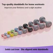 1pc Plastic Coated Dumbbell, Suitable For Women Home Use, Multiple Colors And Sizes Available, Workout Without Leaving Home, Mini Solid Cast Iron Dumbbell - Multicolor - View 6