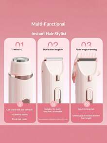 女用比基尼修剪器 2合1雙頭電動比基尼剃毛器，可充電 Type-C 私密毛髮修剪器，適用於腋下、腿部、手臂和臉部，迷你面部除毛器，400mAh 電池，一鍵操作，便攜旅行尺寸（粉色/紫色） - 彩色 - 查看 6