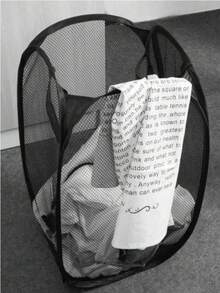 1pc Black And White Foldable Laundry Basket With Handles And Side Pockets, Large Capacity Pop-Up Laundry Cart Basket, Foldable Mesh Dirty Clothes Storage Basket With Handles, Please Check Size Label Before Purchase, Also Suitable For Bathrobe Storage, Valentine's Day Gift - Multicolor - View 6