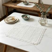 1pc/2pcs/6pcs French White Embroidered Placemats, Ins Girl Lace Trim Napkins, Coasters, Multi-Purpose Dust Cover Cloth, Tablecloth - Multicolor - View 5