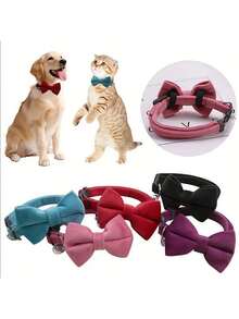 1pc Fashionable Adjustable Pet Collar, Multi-Color, With Bell And Bow Tie - Suitable For Cats And Small Dogs - Multicolor - View 9