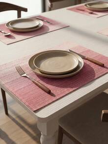 4pcs/6pcs Ombre Tablecloth, Modern Living Room & Dining Table Decor Placemats, Washable, Kitchen Table Mats, Heat Resistant Table Decoration, Suitable For Home Party, Camping Outdoor Dining Table Decor, Coffee Table, Spring & Summer Home Decor - Pink - View 5