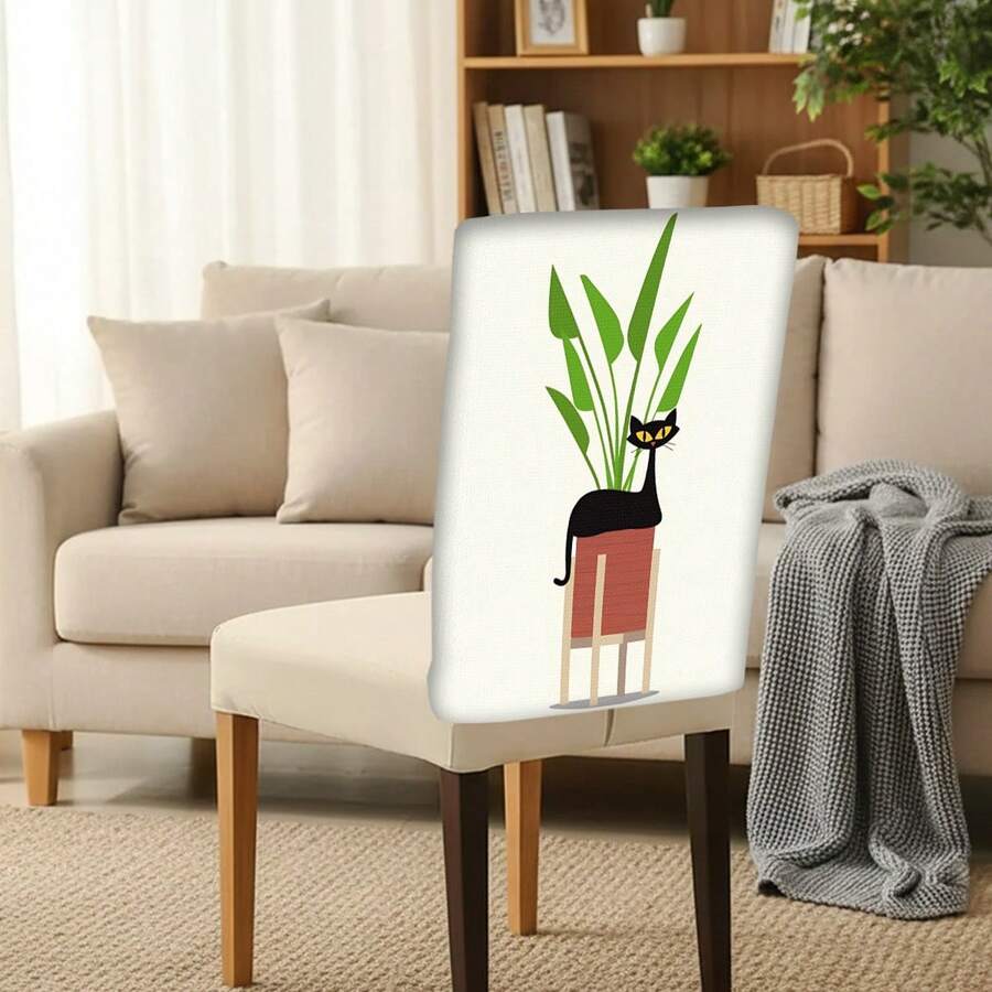 2/4/6pcs Set, Home Decor, Printed Linen Chair Covers, Suitable For Daily Home Decoration, Living Room, Dining Room, Garden, Hotel Restaurant, Holiday Party, Friends Gathering, Washable Polyester Material, Dining Chair Seat Covers - Multicolor - View 1