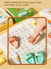 2入可愛拖鞋造型橡皮擦 卡通熊、水豚、熊貓動物橡皮擦 日系可愛創意文具 學生書寫修正用品 禮物 - 彩色 - 查看 2