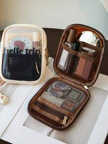 1pc Mini Makeup Bag, Simple Compact PVC Cosmetic Storage Bag, Skincare Toiletry Bag, Multi-Function Wallet, Jewelry Box, Women's Short Clutch, Lipstick Cosmetic Organizer Bag, Inner Small Bag, Waterproof Storage Bag, Portable Travel Bag, Card Wallet, Multi-Function Wallet, Women's Short Wallet, Coin Purse, Card Holder - Hello Package - View 4