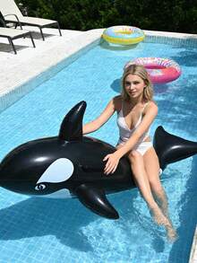 Flotador inflable de ballena negra para montar, flotador inflable de ballena negra para agua, flotador inflable de orca para piscina, flotador inflable de tabla de surf de ballena negra de PVC, adecuado para entretenimiento familiar de adultos, ocio al aire libre, fiesta de verano, playa, lago - multicolor - Ver 6
