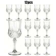6/12pcs Plastic Wine Drinking Glasses, 7oz Green Plastic Vintage Champagne Vintage Wine Glasses, Unbreakable Goblets For Parties Wedding, Party, Red Wine Glass, Bars, Restaurants - 查看 10