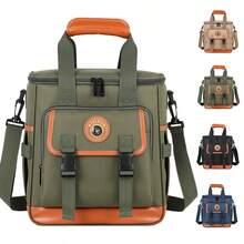 1 New Stylish Color-Blocked Large-Capacity 15.5L Insulated Picnic Cooler, Outdoor Compass Camping Bag - Multicolor - View 2