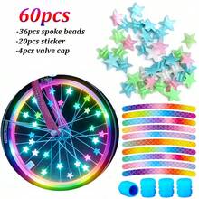 60pcs Glow-In-The-Dark Bicycle Spoke Beads And Valve Stem Caps Set, Includes Reflective Rim Stickers, Suitable For Bicycle Motorcycle Night Riding Wheel Decoration - Multicolor - View 10