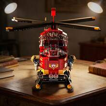 420 piezas Bloques de construcción de helicóptero de rescate de bomberos Modelo de avión para ensamblar Adorno de escritorio Decoración de sala de estar Regalo de cumpleaños - Rojo - Ver 4