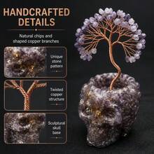 1件萬聖節天然水晶石樹脂大鬼骷髏樹萬聖節裝飾飾品家居裝飾 - 彩色 - 查看 5