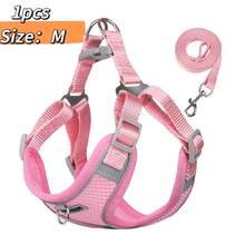 Lightweight Breathable New Pet Dog Leash Set, With Reflective Adjustable Harness And Dog Chest Strap, Suitable For French Bulldog Outdoor Walking, Leash And Collar Set, Soft Breathable Mesh Material, Suitable For Small/Medium Pets, All Season Use - Multicolor - View 15