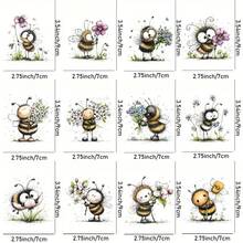 12 piezas/Set Patrón de Abeja Floral Acuarela Transferencia UV Adecuado - Para Manualidades DIY, Tazas, Portátiles & Botellas de Agua, Plástico Autoadhesivo, Decoración de Tazas DIY, Portátil, Decoraciones Festivas, Diseños Festivos, Impresiones de Alta Calidad, Duradero - Multicolor - Ver 9
