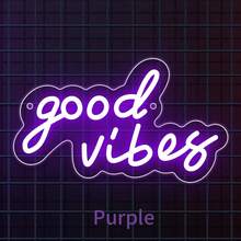 1個 Good Vibes LED 霓虹燈 綠色霓虹燈 剪影壁燈 遊戲室裝飾 家居裝飾 生日禮物 壁飾 壁燈 卡通夜燈 壁畫 男友生日禮物 聖誕 5V USB 供電 附內線開關 - 紫色 - 查看 10