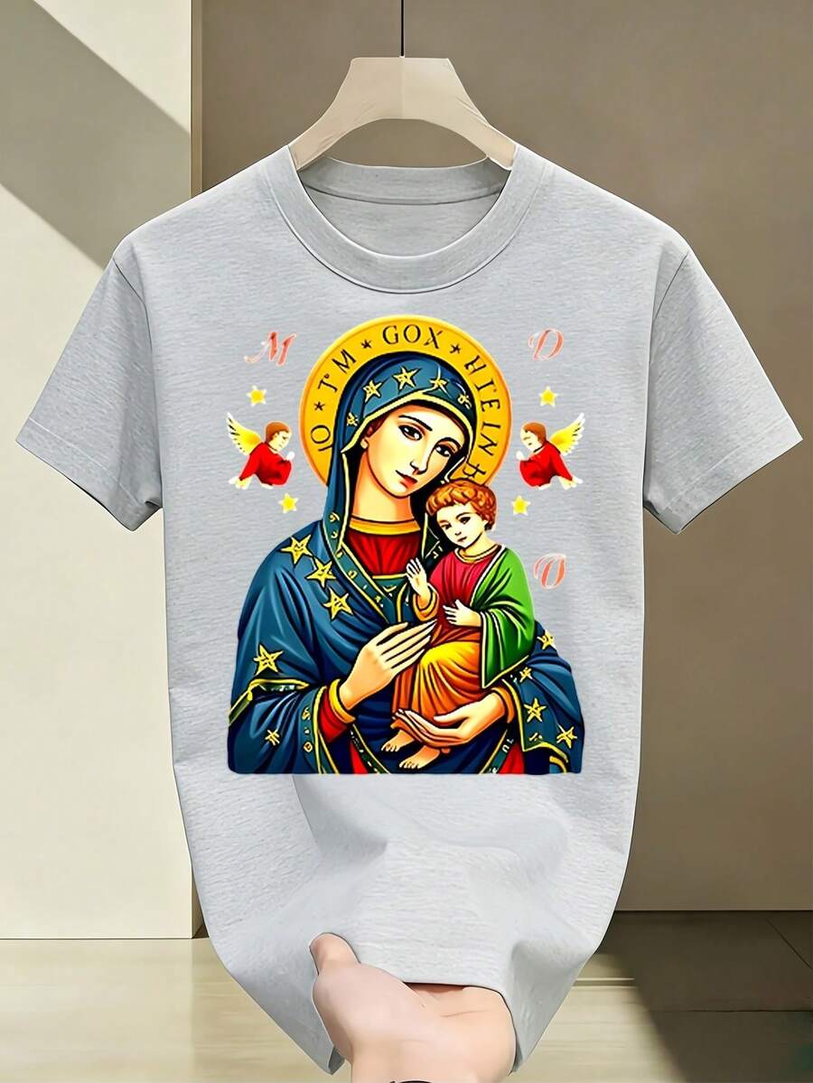 Camiseta de Nuestra Señora de Guadalupe, Camiseta Religiosa Católica de la Virgen María y Jesús para Mujeres y Hombres, Camisetas Gráficas Divertidas, Idea de Regalo Perfecta para Cumpleaños - Blanco - Ver 1