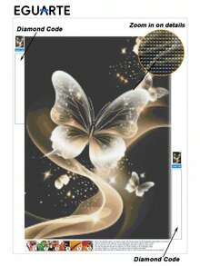 5D Butterfly Diamond Painting Kit For Adults, Round Full Drill Mosaic Art, DIY Wall Decor Diamond Embroidery Set - No Frame - View 9