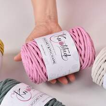 1 Solid Color Cotton Weaving Thread, 4mm And 50m Soft Crochet Hooks, Suitable For DIY Plant Hangers, Bags, And Home Decoration - Multicolor - View 2