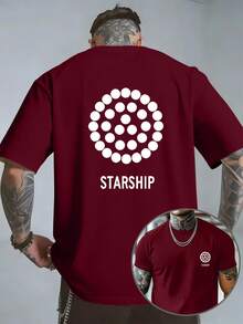 Camiseta de manga corta de doble cara para hombre, con estampado de cadena de estrellas STARSHIP, estilo ciencia ficción aeroespacial, top moderno. - Negro - Ver 9