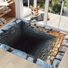 1pc Realistic 2D/3D Optical Illusion Black Hole Crack Floor Mat - Illusion 3D Cave Effect, Durable Easy-Clean Suitable For Indoor/Outdoor Use, Modern Optical Illusion For Home Entrance, Bedroom - Low- Fiber Design. - 亮色4 - 查看 11