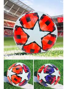 1pc Size 5 Standard, Indoor/Outdoor Universal, Competition Training Ball, Gift Inflatable PU Leather Multicolor Team Sports Football (Football Shipped Deflated) - Multicolor - View 5