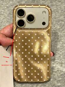 Funda de teléfono de lujo con brillo rosa y estrella simple compatible con iPhone 17Pro Max, 17Pro, 17, 17Air, 16Pro Max, 16Pro, 16, 15Pro Max, 15Pro, 15, 15Pro Max, 14, 13, 12, 11 y otros modelos, funda de teléfono linda y resistente a caídas - Amarillo - Ver 3