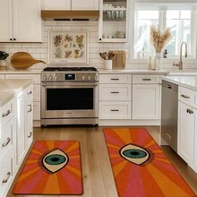 1pc Home Decor Eye Pattern Printed Linen Kitchen Rug, Kitchen Mat, Floor Mat, Bathroom Mat, Door Mat, 3D Printed Rectangular, Suitable For Living Room, Bedroom, Hallway, Bathroom, Laundry Room - Polyester Rug, Suitable For Indoor And Outdoor Home Decor - Multicolor - View 4