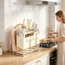 Knife Block Without Knives, With Sharpening Stone And Scissors Slot,Square Knives, Detachable Kitchen - Milky White - View 10