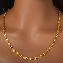 Kalung Hidung Babi Stainless Steel Berlapis Emas 18K untuk Pria, Perhiasan Modis dan Serbaguna - Emas - View 2
