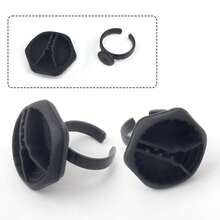 10 Peças Copos de Anel de Silicone Destacáveis, Recipientes de Tinta Reutilizáveis com Anéis de Dedo Ajustáveis, Ferramentas Essenciais para Técnicos Profissionais e Entusiastas de DIY - Preto - Visão 3