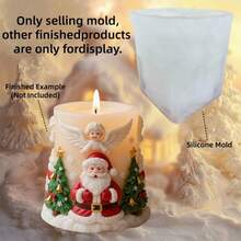 SUPWANPENG Santa Claus And Angel Cylindrical Aromatherapy Candle Silicone Mold Christmas Tree Decorated Santa Claus Little Angel Columnar Candle Mold Resin Plaster Mold Cement Concrete Mold Home Decoration Christmas Gift - A-White - View 5