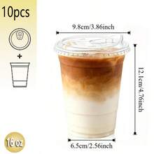 16oz/14oz Set Clear Cups With Lids, Sturdy Straight Lid Ice Drink Cups, Disposable Smoothie Cups, Suitable For Cold Drinks, Juice And Milkshakes - Halloween/Christmas/Birthday Party Essentials - Transparent - View 18