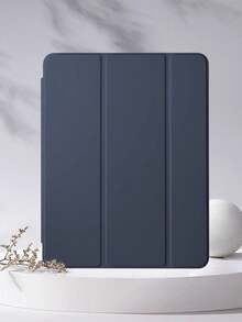 1件透明壓克力三折深藍色平板保護殼，相容 iPad Mini6/Mini7/9.7/10.2/10.5/Air4/Air5/10.9/Pro 11 吋/10代/Pro11-In.(M4)-2024/Air 7(M3)2025(11吋)/Air 8(M4)2026(11吋)/(A16) 11 吋 11 代 2025 型號，三折支架、內置筆槽、高透明壓克力背蓋、防摔、休眠/喚醒，簡約/經典/休閒，不含筆，部分型號配有相機框 - 深藍 - 查看 3